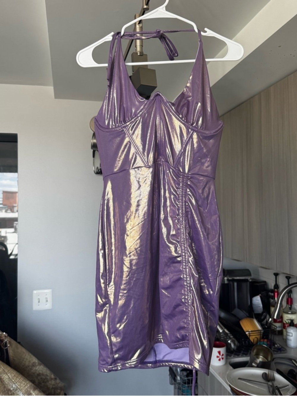 Sodah London NWT Blessed Mini Dress Purple Metallic US 12 (UK 16) - Picture 2 of 11